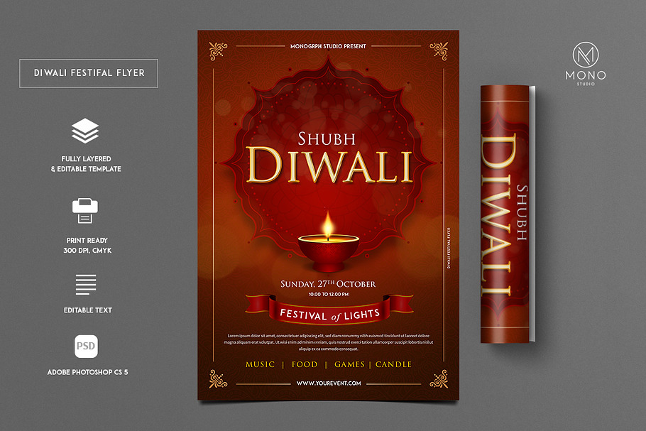 Diwali Festival Flyer in Flyer Templates - product preview 8