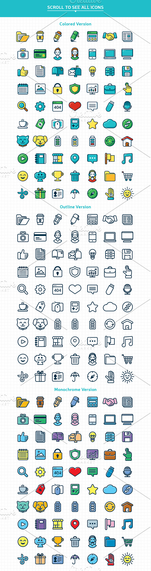 Customizable Outline Icons Set in Graphics - product preview 4
