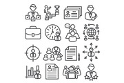 Head Hunting Line Icons on white