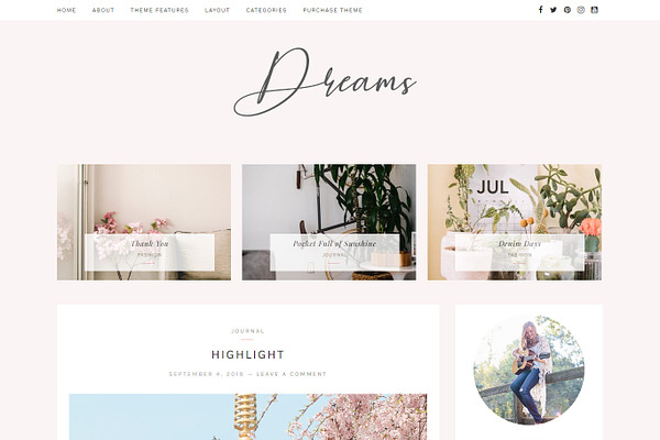 Pink Wordpress Theme  - Dreams