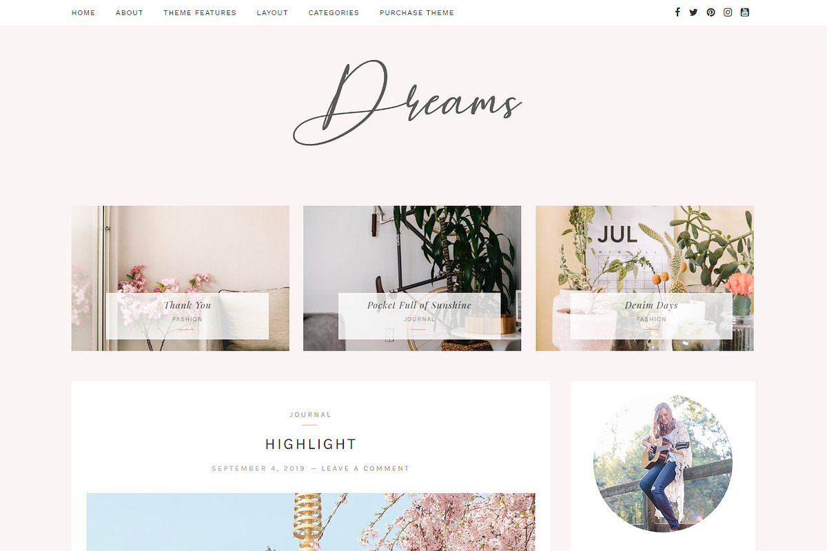 Pink Wordpress Theme  - Dreams in WordPress Blog Themes - product preview 8