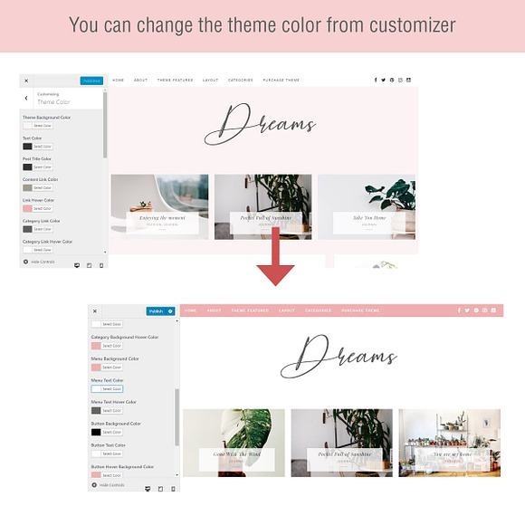 Pink Wordpress Theme  - Dreams in WordPress Blog Themes - product preview 3