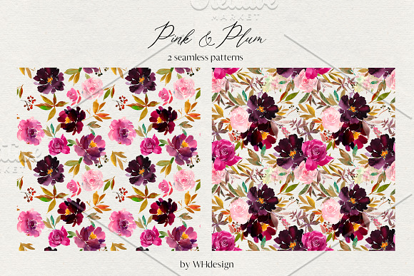 Pink Plum Watercolor Floral Clipart in Illustrations - product preview 4