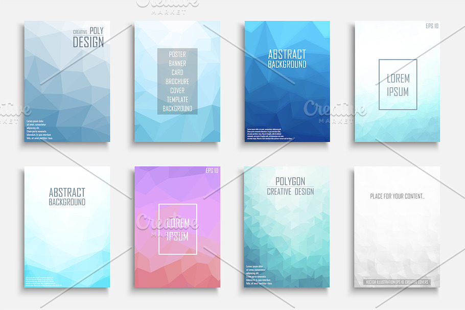 Colorful abstract polygonal covers in Flyer Templates - product preview 8