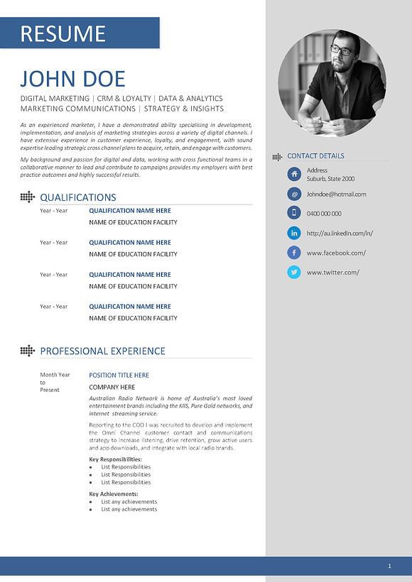 Clean Resume MS Word Template in Resume Templates - product preview 1