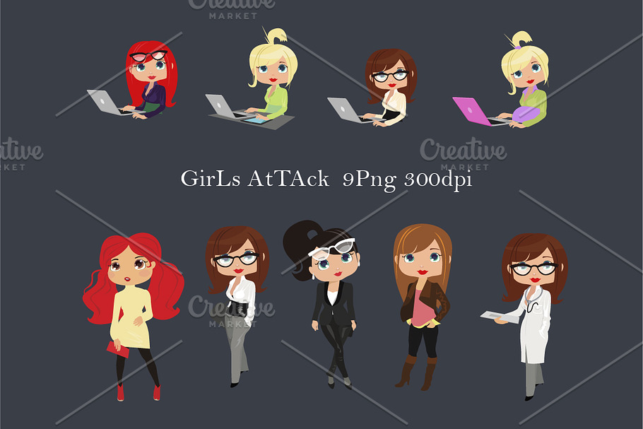 Girls attack / Png clipart