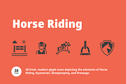 Horse Riding Glyph Icons