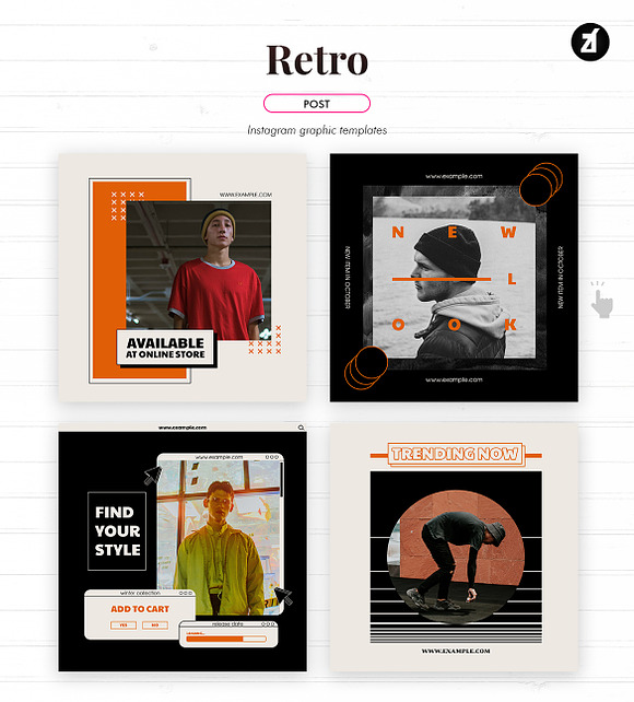 Retro Social media template in Instagram Templates - product preview 2