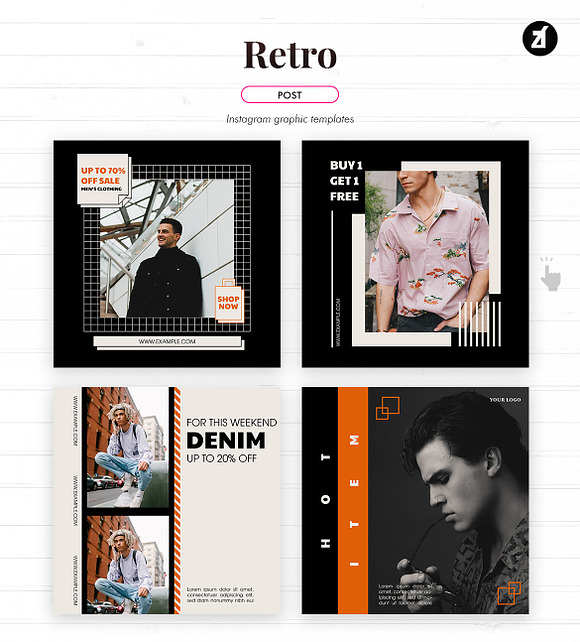 Retro Social media template in Instagram Templates - product preview 3