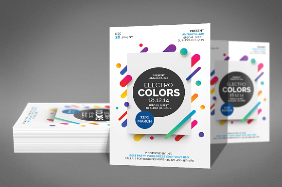 Electro Color Flyer Template in Flyer Templates - product preview 2
