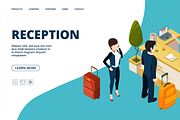 Reception web page. Isometric hotel
