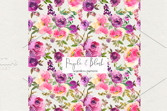 Purple Blush Watercolor Flowers PNG in Illustrations - product preview 3