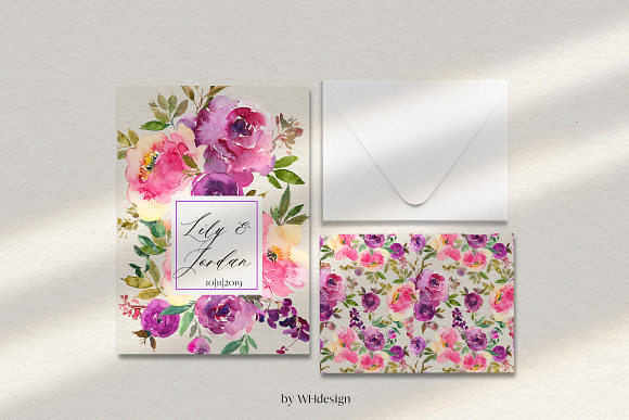 Purple Blush Watercolor Flowers PNG in Illustrations - product preview 4