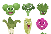 Cabbage characters. Vegetable comic