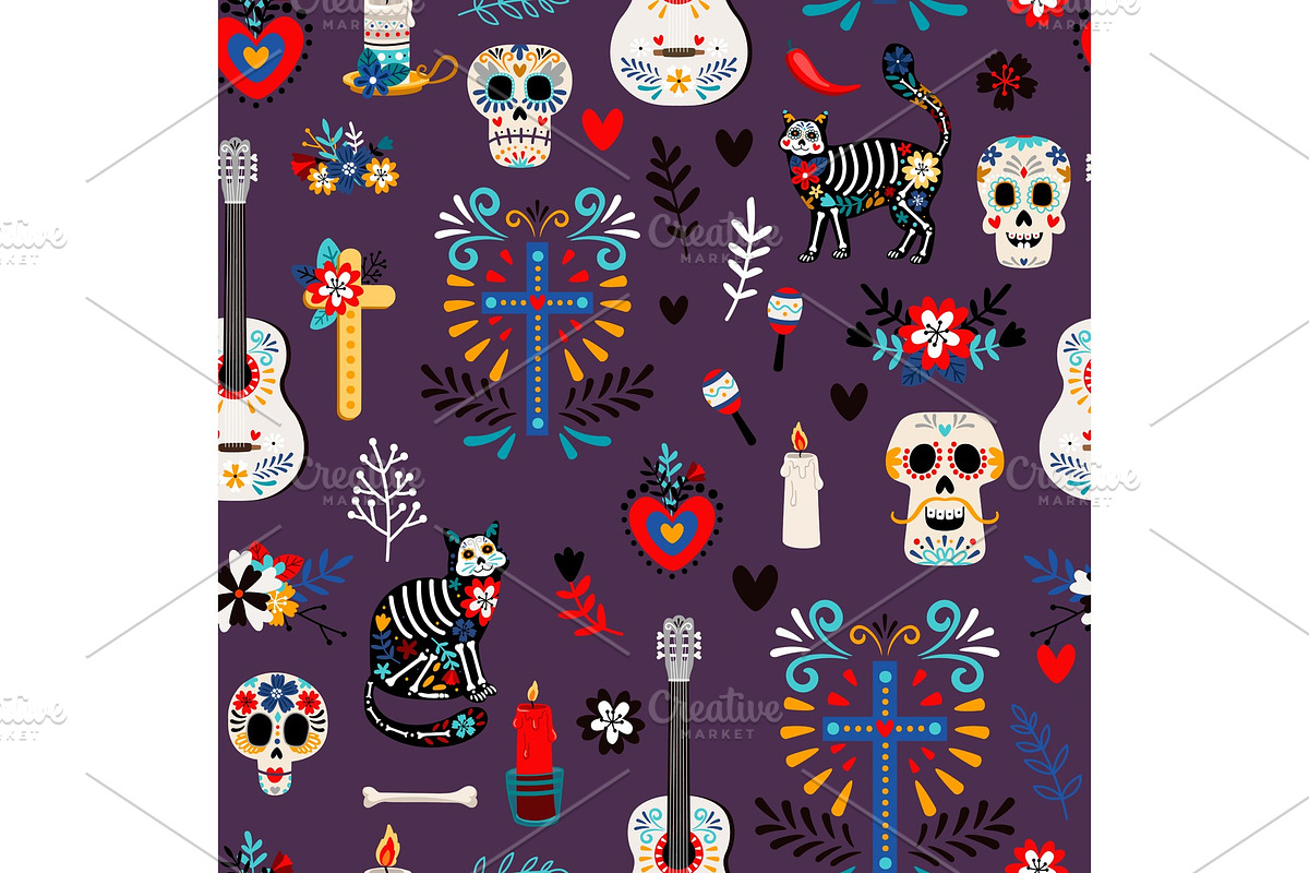 Seamless mexican deadpattern in Objects - product preview 8