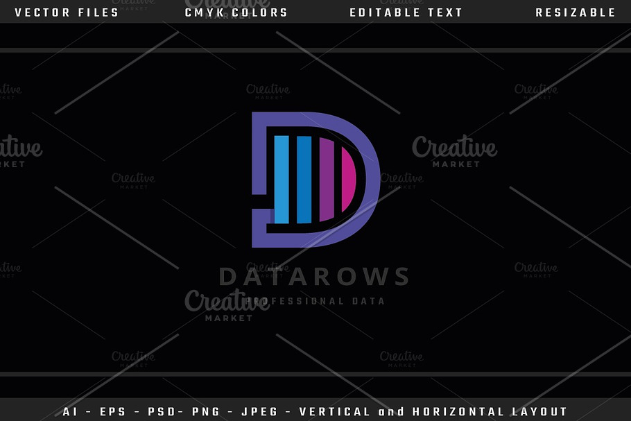 Data Rows Letter D Logo in Logo Templates - product preview 8