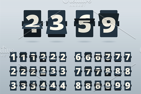 Time numbers. Flip clock template co