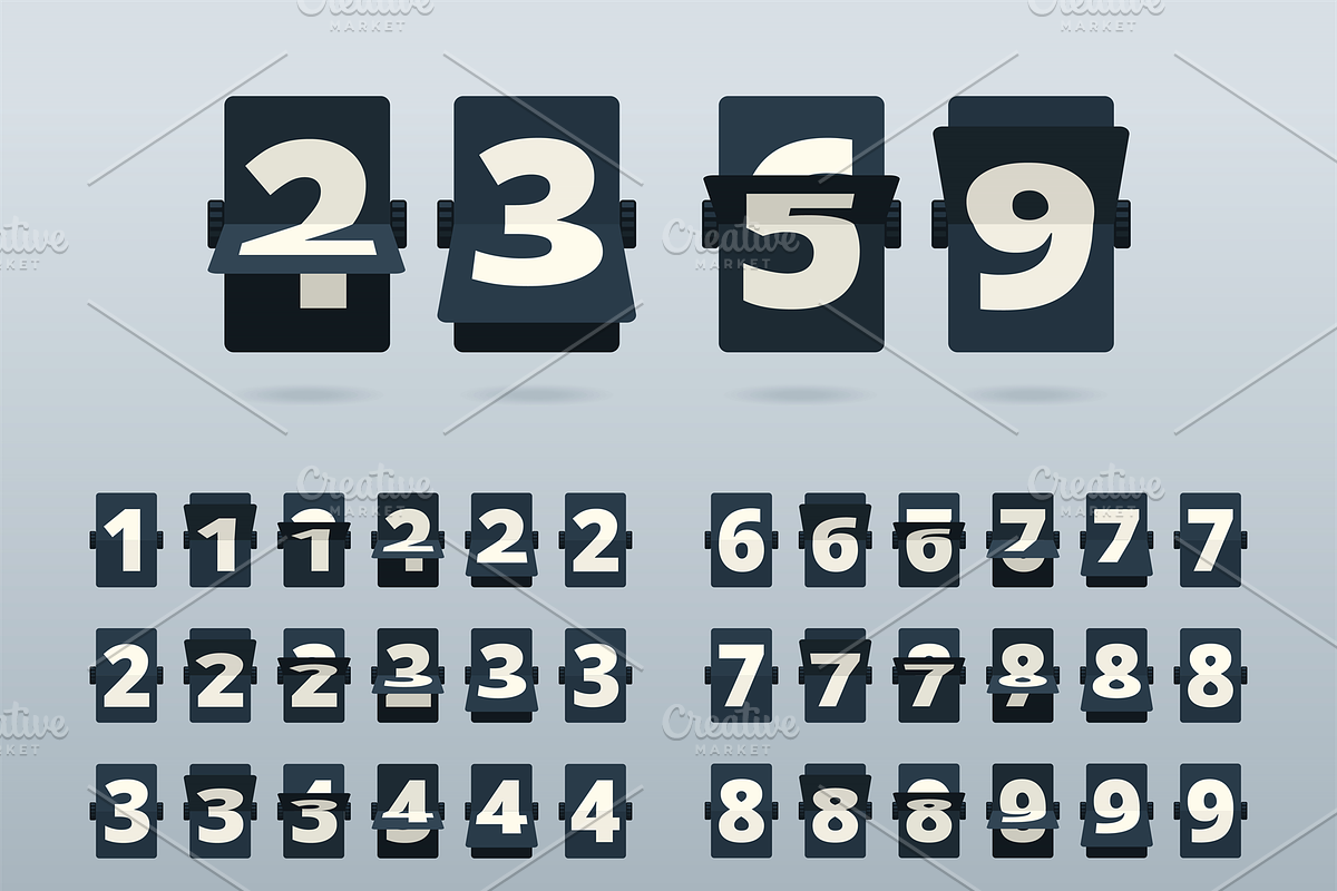 Time numbers. Flip clock template co in Graphics - product preview 8