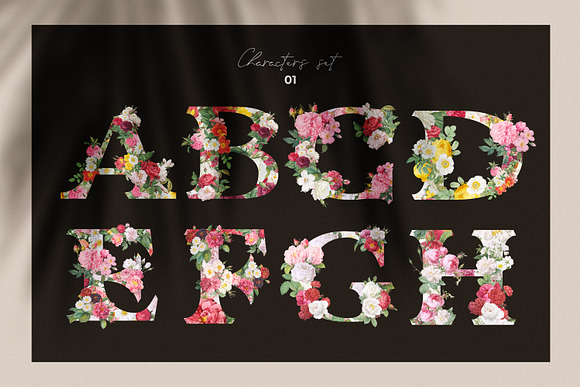 Vintage Flower Alphabet in Objects - product preview 1