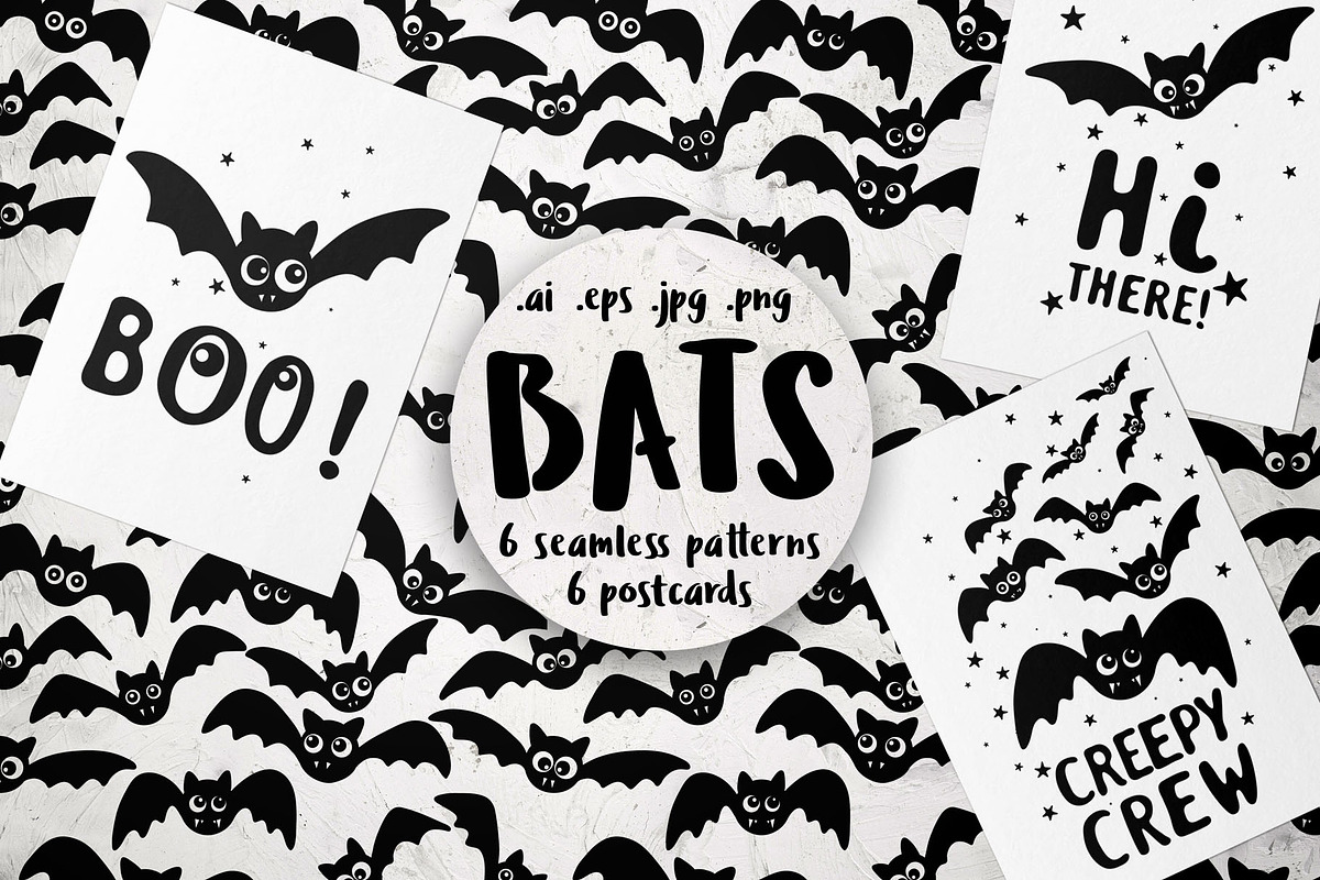 BATS. Patterns and postcards in Patterns - product preview 8