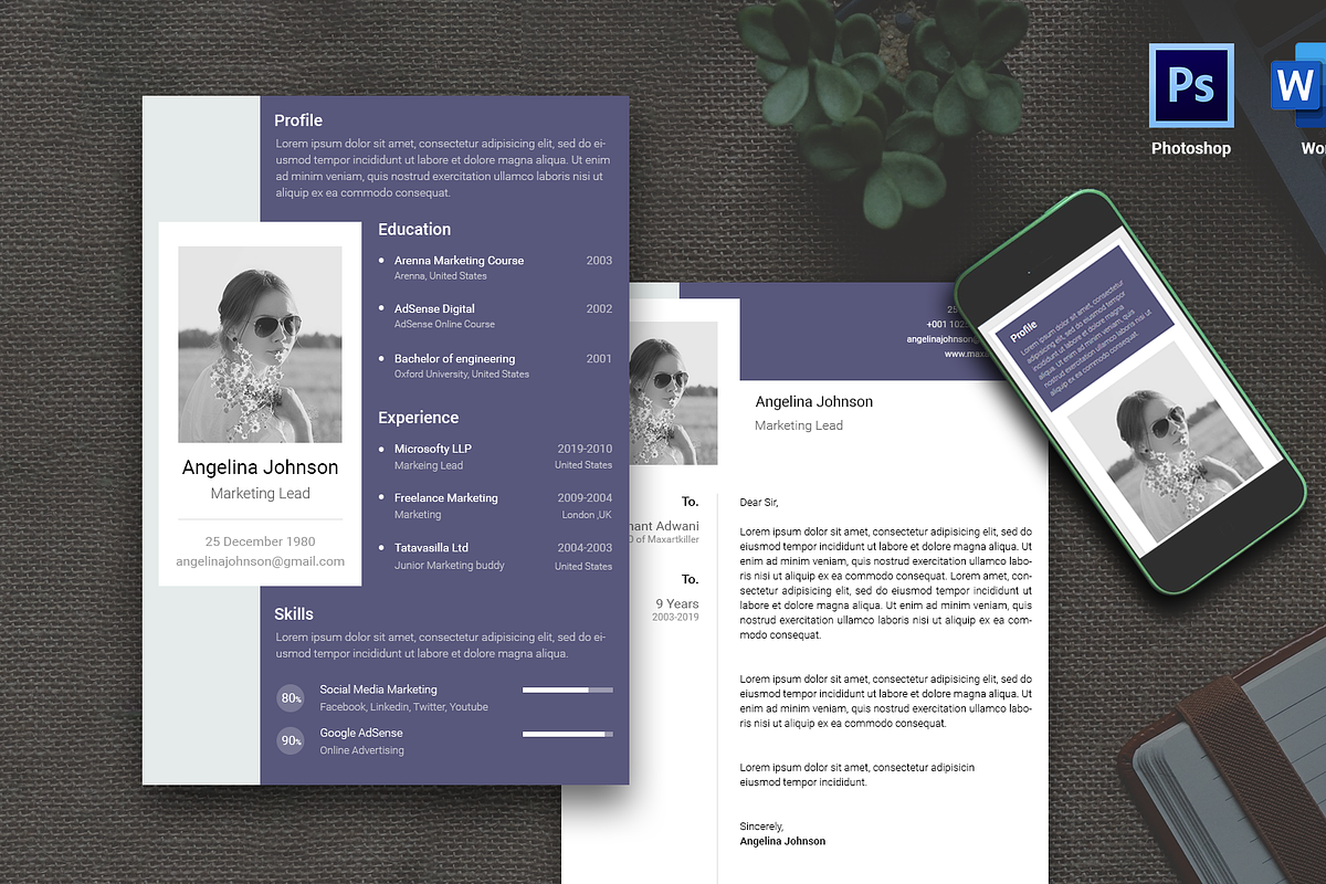 Column Resume CV in Resume Templates - product preview 8
