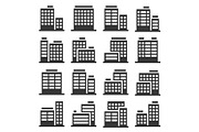 Office Building Icons Set on White