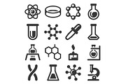 Chemistry Science Icons Set on White