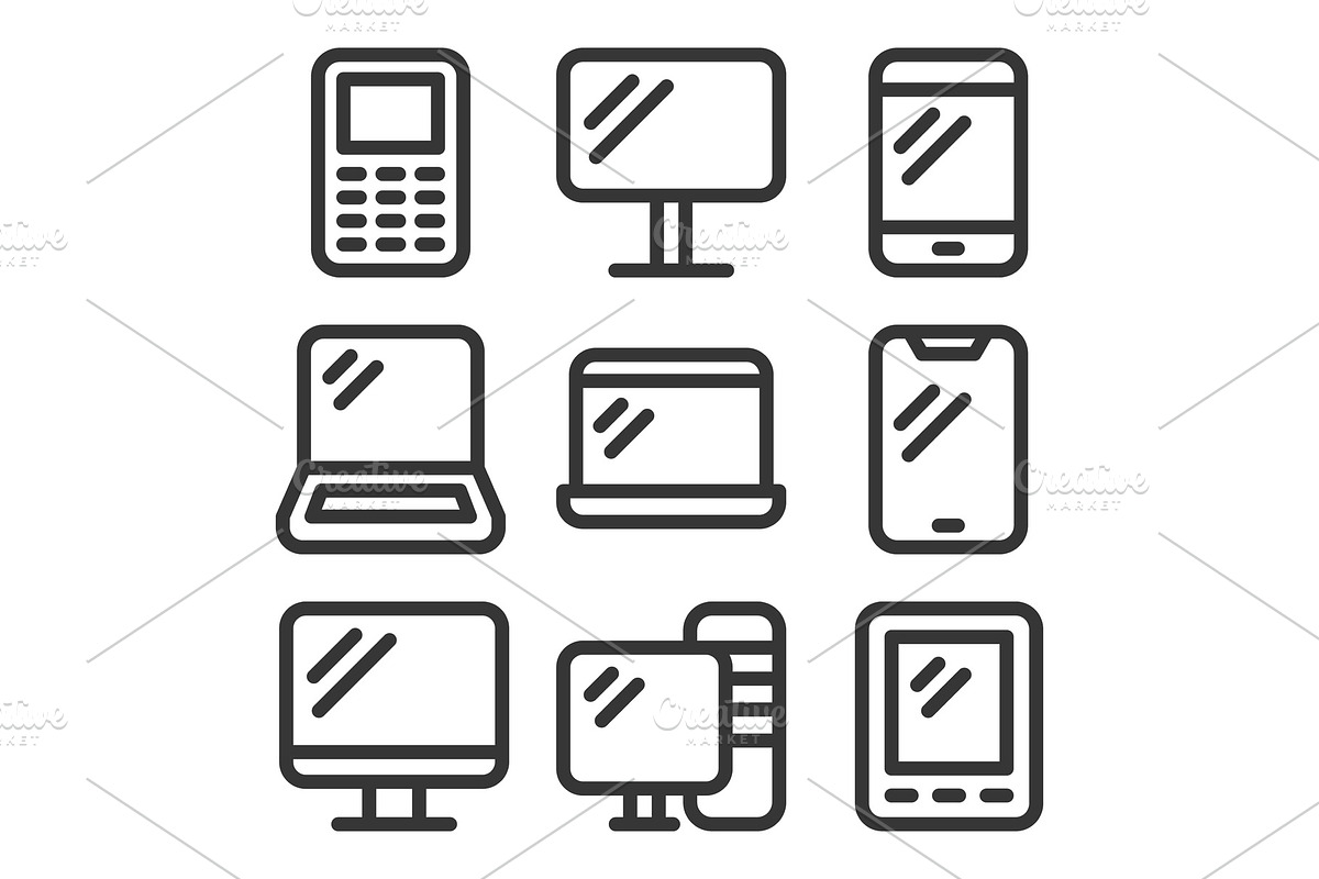 Electronic Devices Icons Set on in Objects - product preview 8