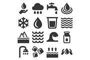 Water Icons Set on White Background
