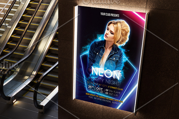 Neon Flyer Template in Flyer Templates - product preview 3