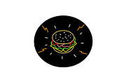 Cheeseburger Retro Neon Sign Oval