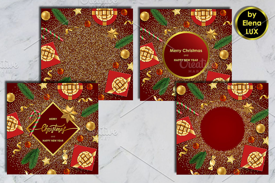 Christmas and New Year Card Set in Postcard Templates - product preview 8