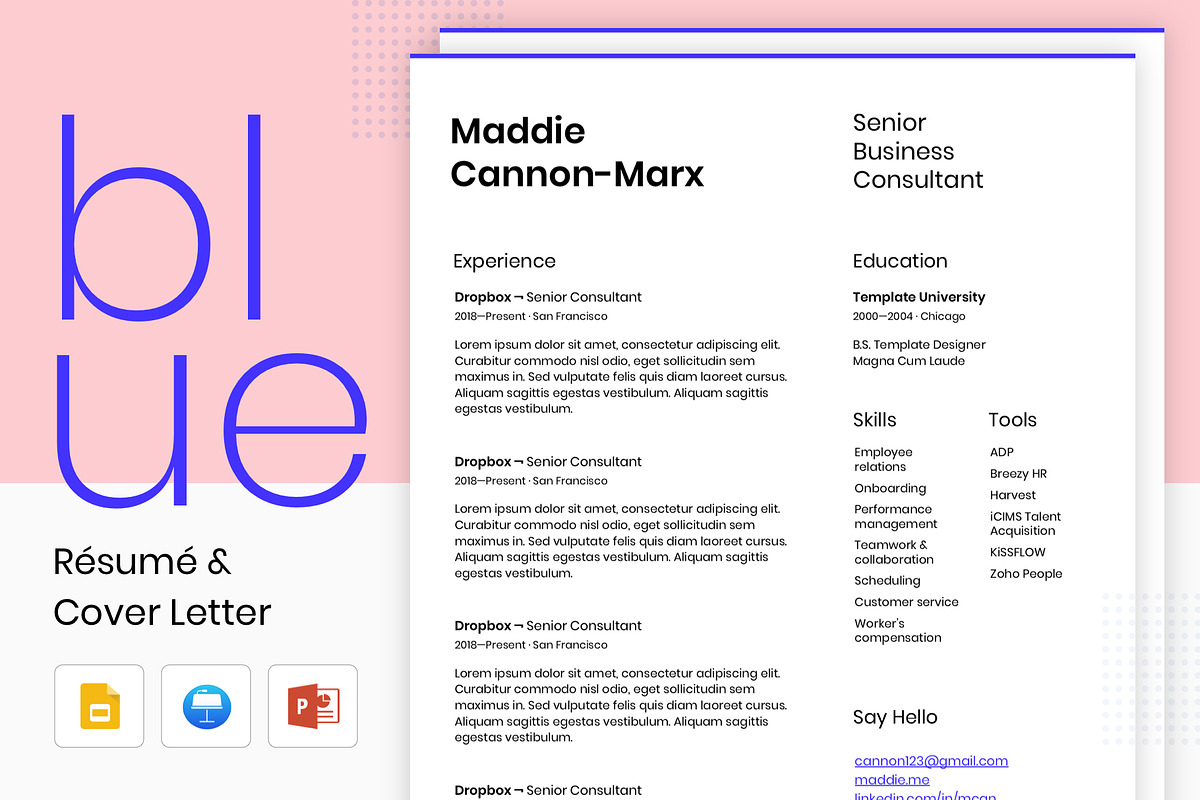 Blue - Resume and Cover Letter in Letter Templates - product preview 8