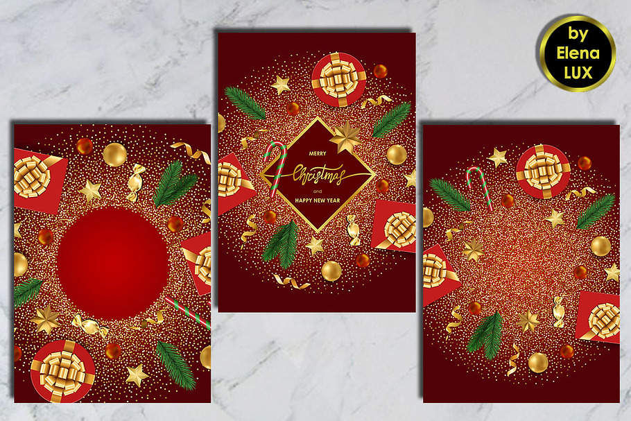 Christmas and New Year Card Set in Postcard Templates - product preview 8