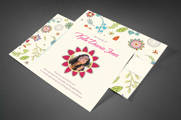 Floral Dreams Funeral Thank You Card