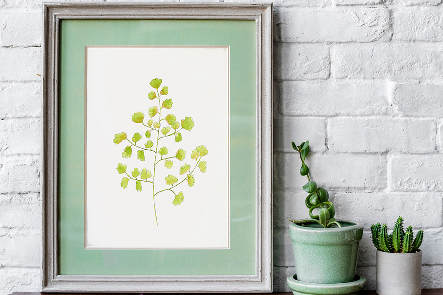 Watercolor Leaves Set Artprint x4 in Illustrations - product preview 8