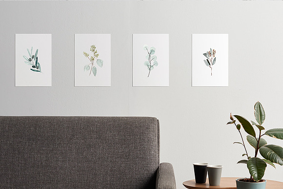 Watercolor Leaves Set Artprint x4 in Illustrations - product preview 4