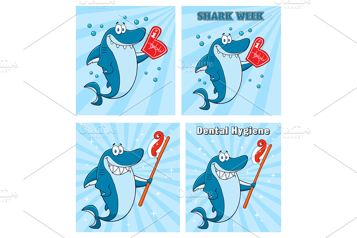Cartoon Blue Shark . Collection 6 in Illustrations - product preview 8