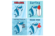Cartoon Blue Shark . Collection 7