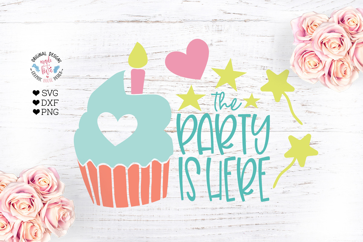 The Party is Here Birthday Cut File in Illustrations - product preview 8