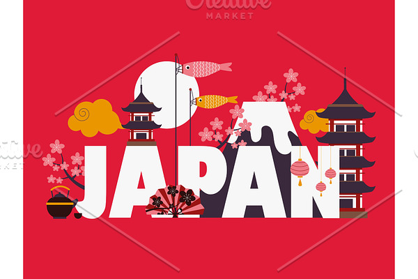Japan famous symbols and landmarks