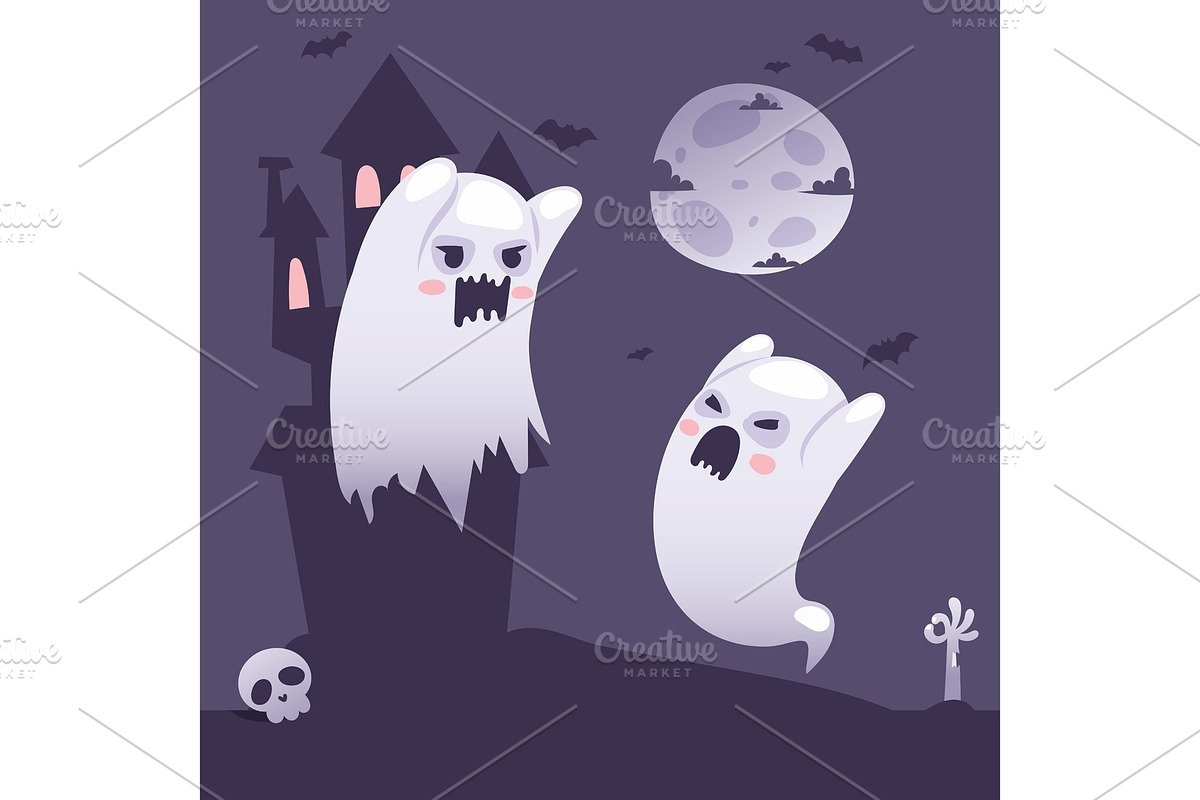 Halloween ghosts outside a haunted in Objects - product preview 8