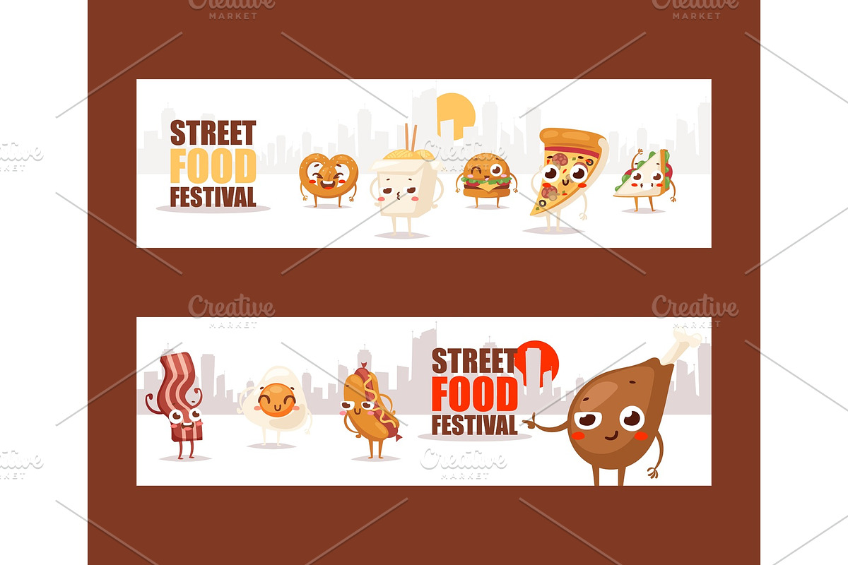 Fast food funny cartoon characters in Illustrations - product preview 8
