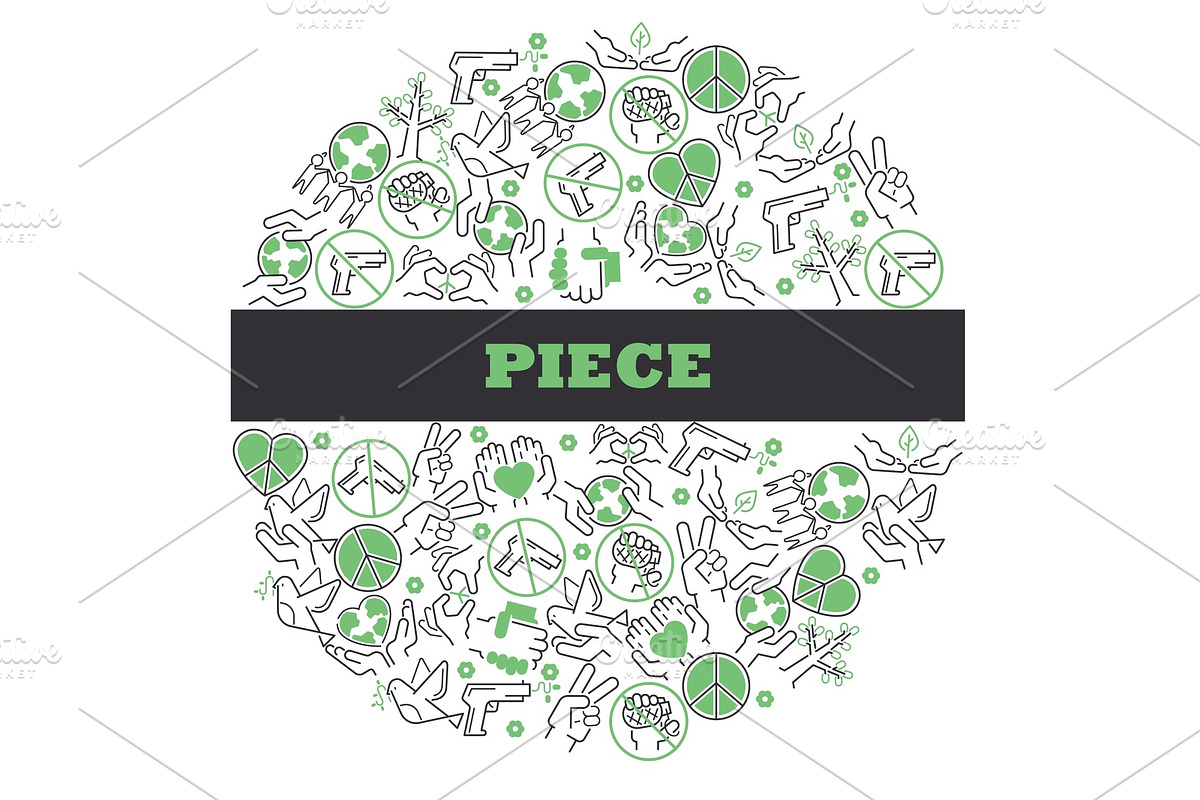 Peace icons in round frame in Illustrations - product preview 8