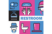 Restroom colorful collage of line