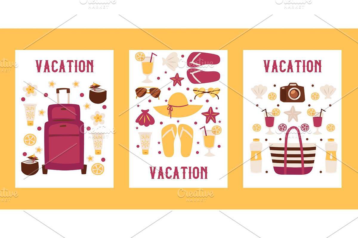 Summer vacation banners, vector in Objects - product preview 8