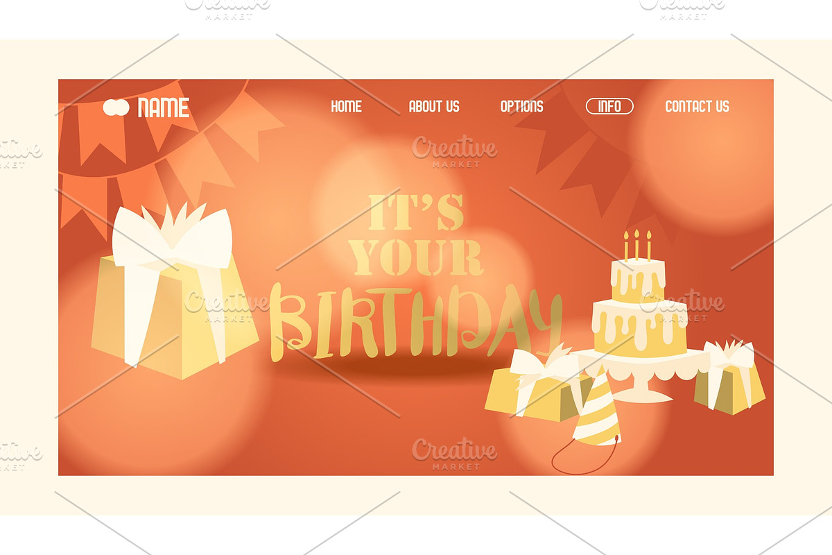 Happy birthday website page design in Objects - product preview 8