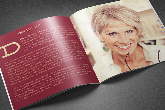 Burgundy Floral Funeral Program in Brochure Templates - product preview 1