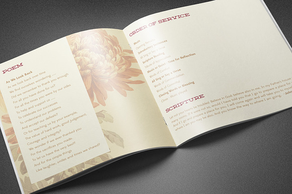 Burgundy Floral Funeral Program in Brochure Templates - product preview 2