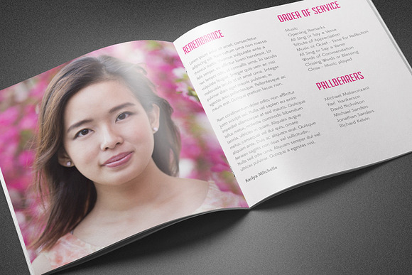 Flower Bud Funeral Program Template in Brochure Templates - product preview 1